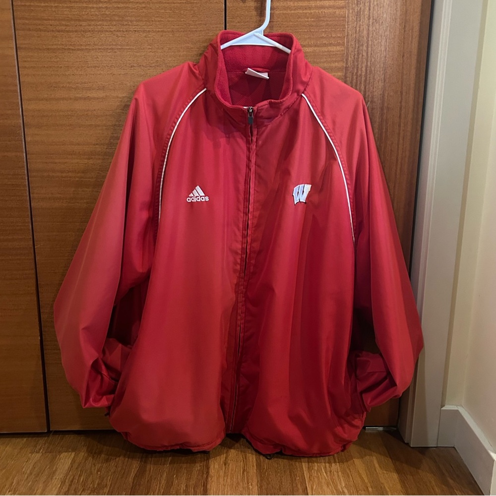 Wisconsin Badgers Adidas Red Windbreaker Jacket